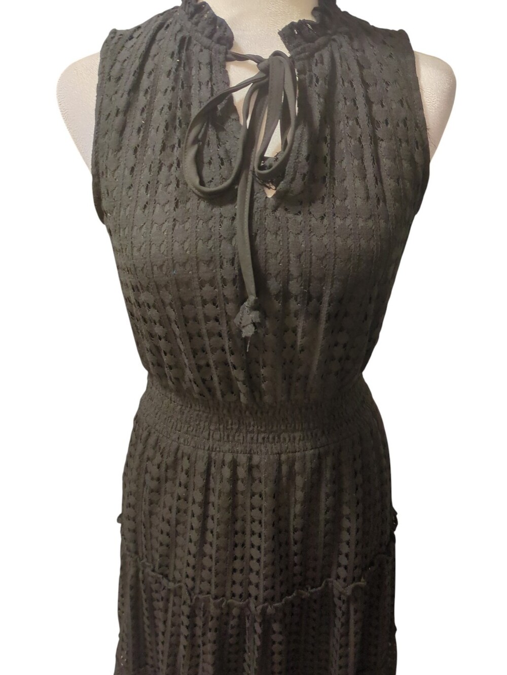1. State Black Sleeveless Maxi Dress with Tie Neck - Picture 2 of 6